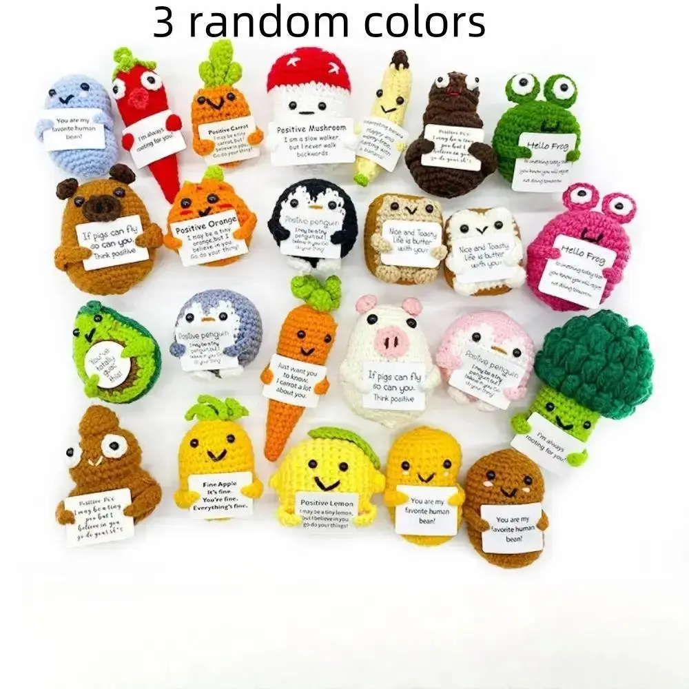Handmade Crochet Potato Broccoli Carrot Penguin Dolls, Set of 3 Yarn Figures, Positive Energy Decorations, Cute Home Accessories, Ideal Decorative Items