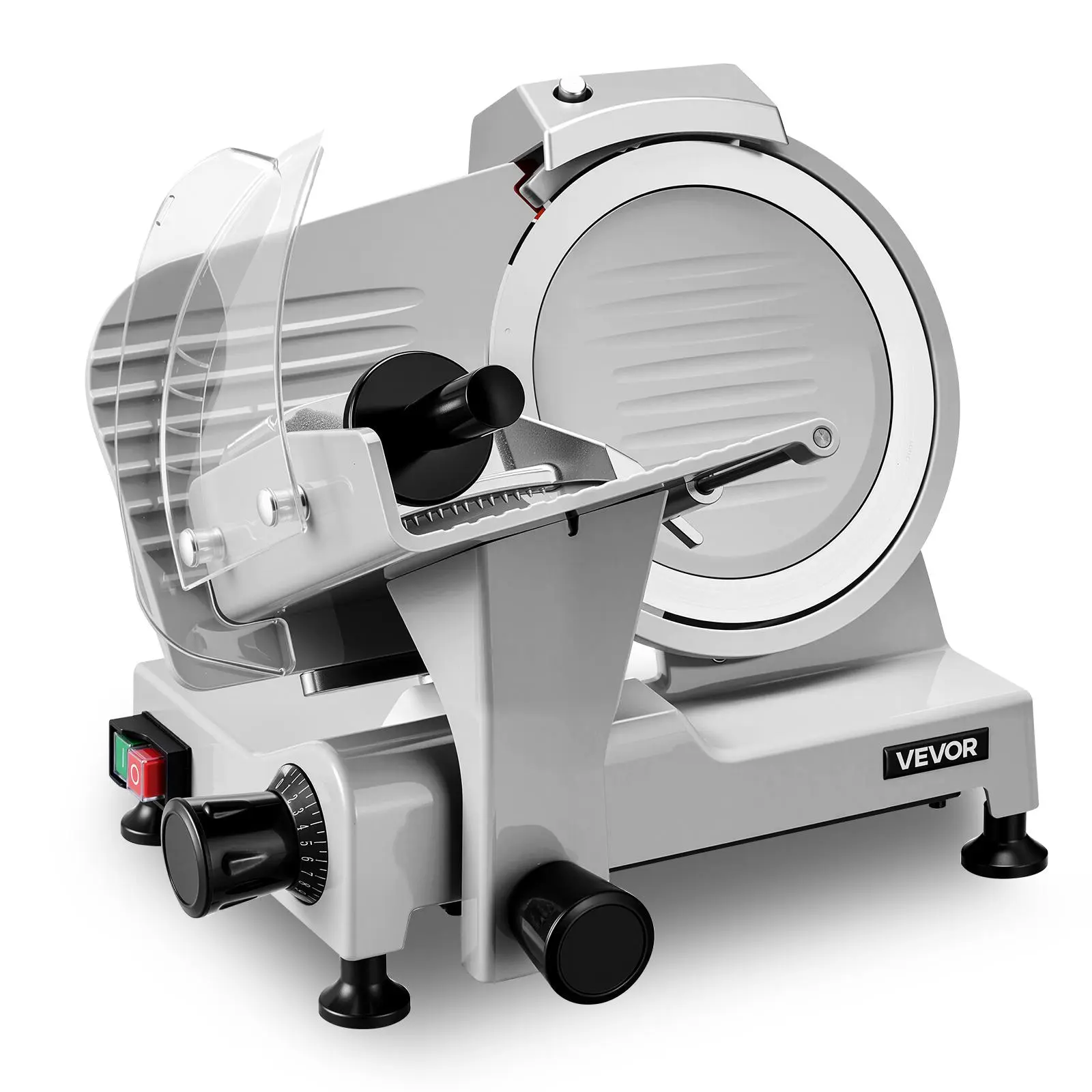 VEVOR Commercial Meat Slicer 300W Electric Cutter 8.7" Carbon Steel Blade, Food Slicer Machine with Removable Blade and Food Tray, 0-0.5" Adjustable Thickness ,for Frozen Meat, Ham, Baguett, Steak
