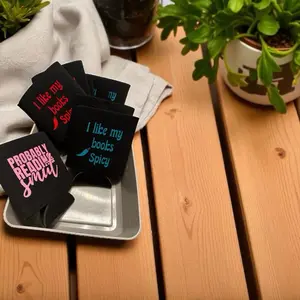 Bookish Drink Coozies Can Cooler Sleeves Set of 5 - Perfect for Book Lovers & Drink Enthusiasts - Keeps Drinks Cold & Hands Dry - Unique Craftsmanship - 4" H x 5" W