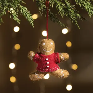 Gingerbread Man Felt Ornament Set of 4