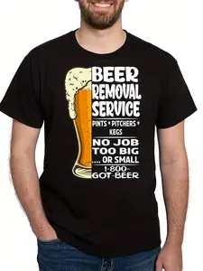 [Funny Beer Drinking T-Shirt] Funny Men's Beer Removal Service Graphic T-Shirt| Short Sleeve, Black, 220g - 148778
