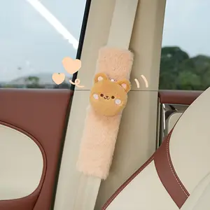 Cute Plush Bear Rabbit Seatbelt Shoulder Cover, Cartoon Car Safety Belt Protector, Anti-Choking Car Interior Accessory