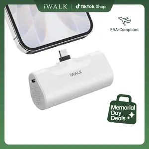 iWALK Mini Portable Charger - 4500mAh USB-C 20W Fast Charging Compact Battery Power Bank, Lightweight Smartphone Accessories for Purse, Cable-Included Device Charger for iPhone 17/16/15 Pro Max, Summer Vibes Outdoor Use