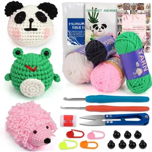 Crochet Kit for Beginners - Crochet Start Kit with Step-by-Step Video Tutorials - Learn to Crochet Kits for Adults and  - Panda, Frog, Hedgehog