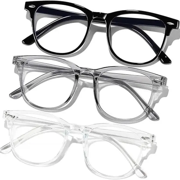 Unisex Anti-Blue Light Non-Prescription Glasses - Lightweight Classic Tech-Inspired Fashion Frame Eyewear, Tired Eyes Solutions for Daily Screen Use, Glare-Reducing Glasses Blue Light Protection