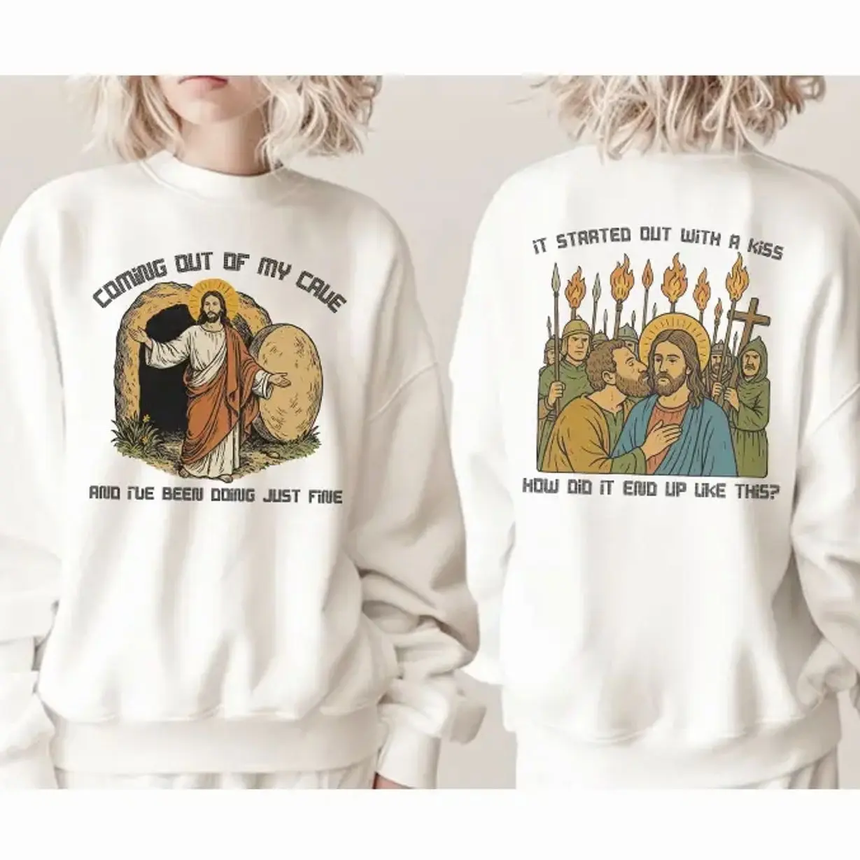 Mr. Christside T-Shirt/Sweatshirt/Hoodie, Funny Jesus and Judas Hoodie, Easter Tee, Coing out of my Cave
