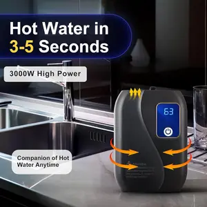 Instant Water Heater 3000W 110V US Plug 2026 Trending IPX4 Waterproof 20-50℃ LED Display for Kitchen Bar Salon Hand Dish Washing