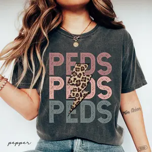 Comfort Colors pediatric nurse shirt, leopard stethoscope PEDS tee,cute peds nurse gift,pediatric RN aesthetic shirt, peds nurse gift idea