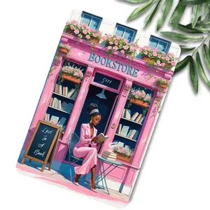 Pink Brown Girl Book Cafe Reader Insert for Clear Case | Melanin Girl Metro Aesthetic | Bookish Accessories