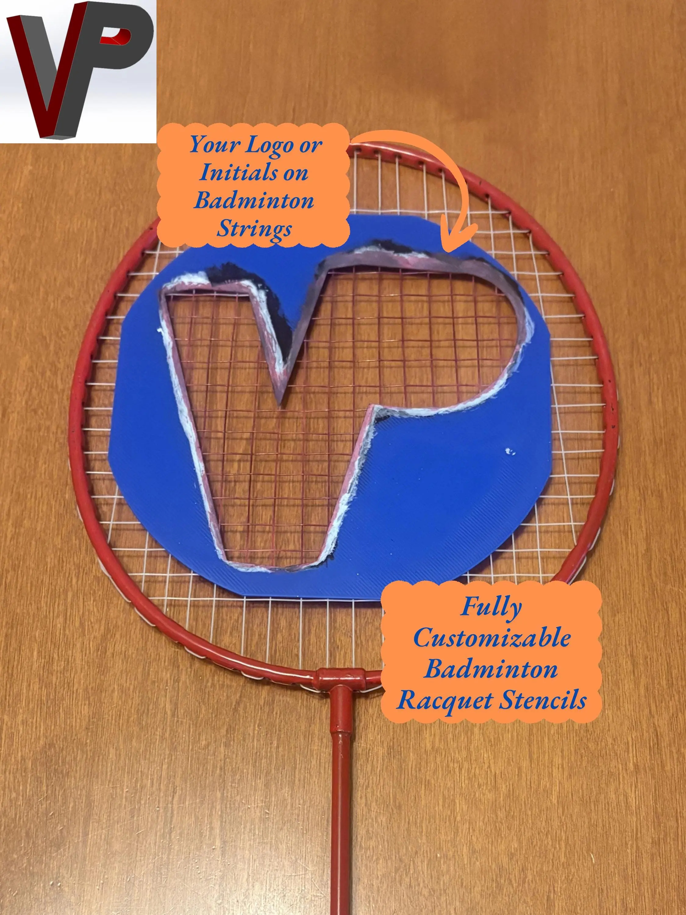 Badminton Racquet Stencil - Customizable | Custom Badminton String Stencil | Personalized Racket Logo