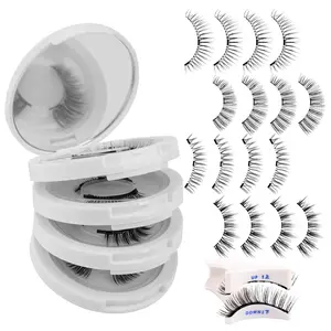 Magnetic Eyelashes with Applicator Natural Look Magnetic Lashes Reusable 4 Pairs False Eyelashes Kit Easy to Wear and Remove (604+079+806+B7)