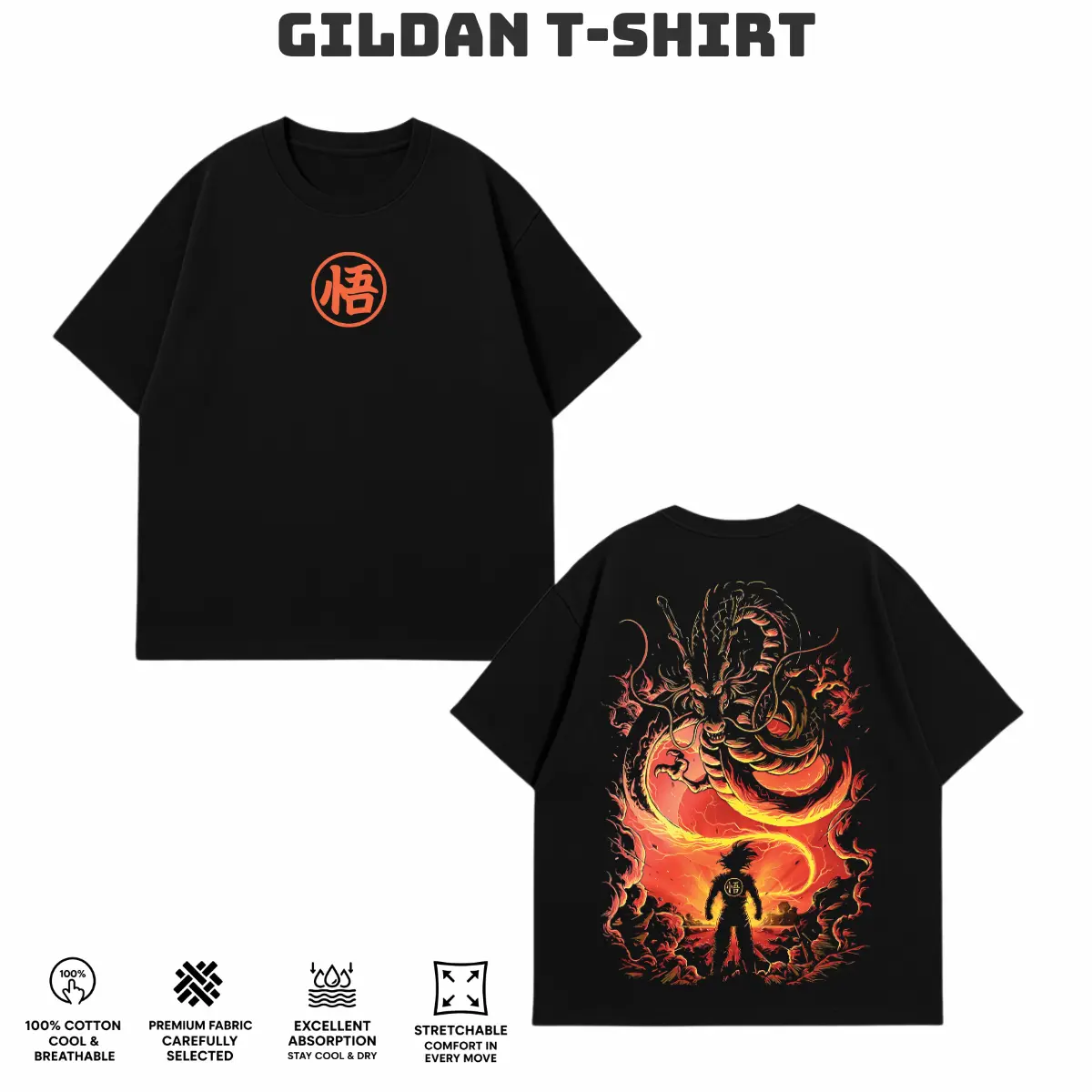 Namek Dragon Summoner DGB Vintage Unisex Anime Gildan T-Shirt Graphic Tee Heavyweight Crew Neck Cotton T-shirt For Anime Fan, Anime Merch