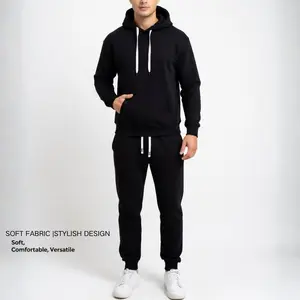 Men’s hooded sports set: sweatshirt + jogger sweatpants two-piece set, loose casual versatile everyday home workout wear