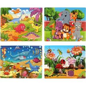 SYNARRY Wooden Jigsaw Puzzles for Kids Age 4-6 Year Old, 4 Pack 24-40 Pieces Preschool Educational Learning Toys Gift Set for Children Boys and Girls, Sea Life, Insects, Animals, Dinosaurs Themes