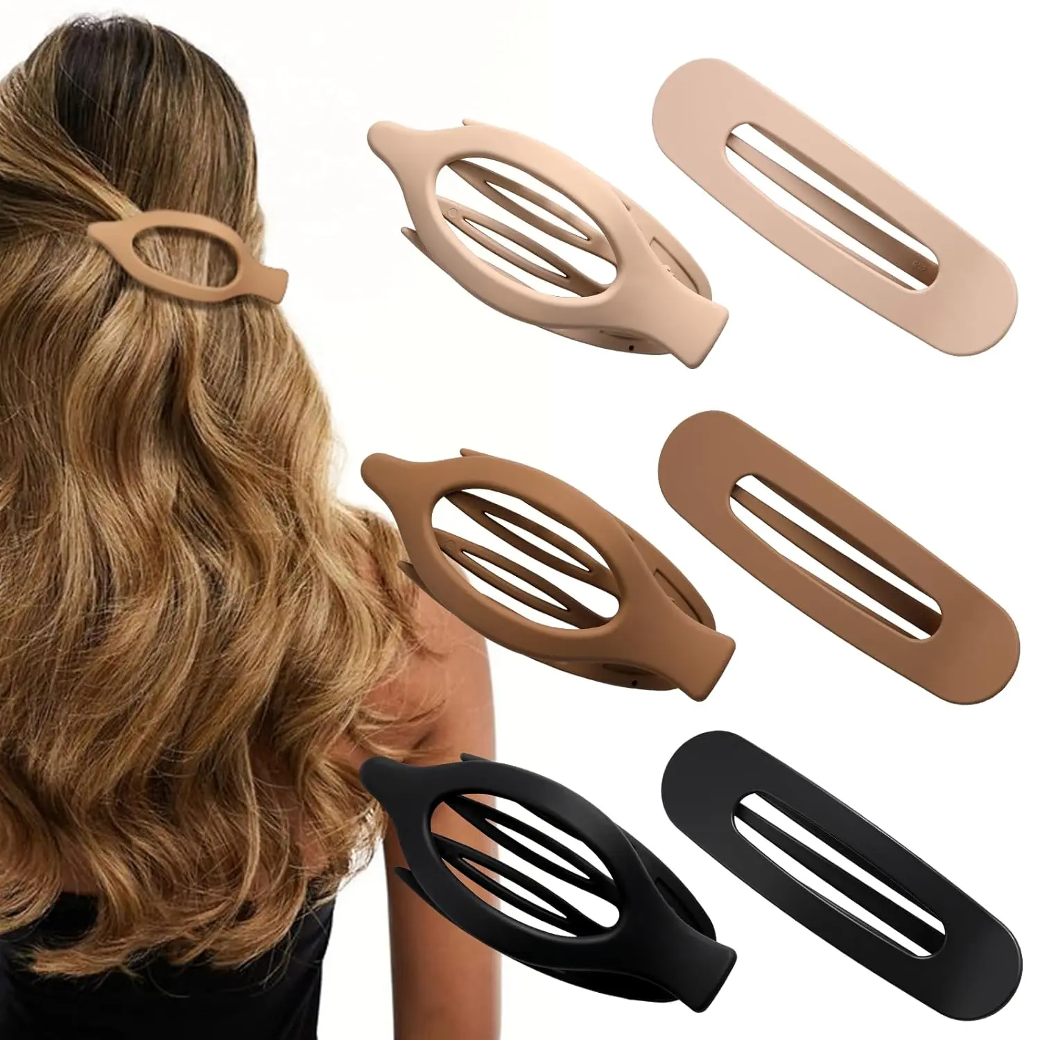 Flat Hair Clips, 6 Pack 4.7 Inch  Concord Flat Hair Clips for Women , 2 Styles Claw Clips for Thick Thin Hair, Strong Hold Duck Billed Clips Barrettes Accessories