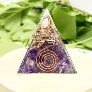 1pc Amethyst Chakra Orgone Pyramid for Bedroom Desk Decor, Unique Holiday Gift for Halloween & Special Occasions