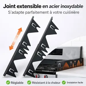 Stainless Steel Extendable Stove Gap Covers (Set of 2) – Adjustable 35–70 cm, Heat Resistant