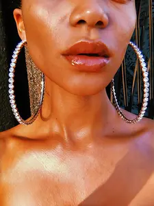 Large Circle Rhinestone Earrings, Elegant Water Drill Design, Perfect for Parties and Special Occasions, Women's Fashion Jewelry, Fashionable Jewelry Accessories