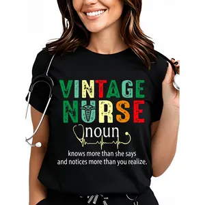 100% Cotton Nurse Shirt for Women Nurses Week T-Shirt Nursing Life Tee Tops Crewneck Regular Fit Sustainable Fashion Short Sleeve Slogan Design