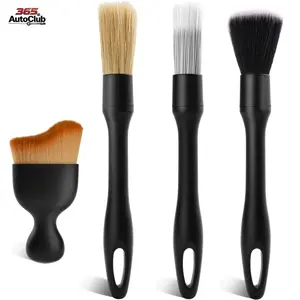 4Pcs Car Detailing Brush Set, Ultra Soft Boars Hair Cleaning Brushes for Interior & Exterior, 4 Different Sizes Multi-Purpose Auto Washing Brushes, Ideal Car Accessories Gift