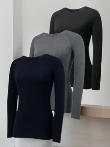 3 Pack Womens Compression Shirts Long Sleeve Quick Dry Workout Running Yoga Shirts for Women Athletic Tops