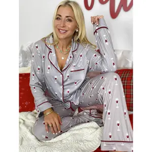 Red Wine Button Down Pajama Set