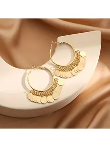 A pair of elegant vintage hoop earrings, with exaggerated round designs - lightweight alloy for everyday wear, party gift - women's fashion accessory, exquisite craftsmanship
