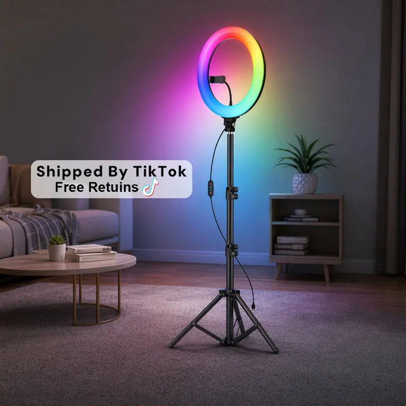 63 In Portable Mobile Phone Tripod & Clip Kit with 10-in RGB LED Selfie Ring Light, 30 RGB/3 White Modes, Adjustable Brightness, 360-Degree Ball Head Adapter, Tripod for iPhone, Phone Accessories for Vloggers,techvibes