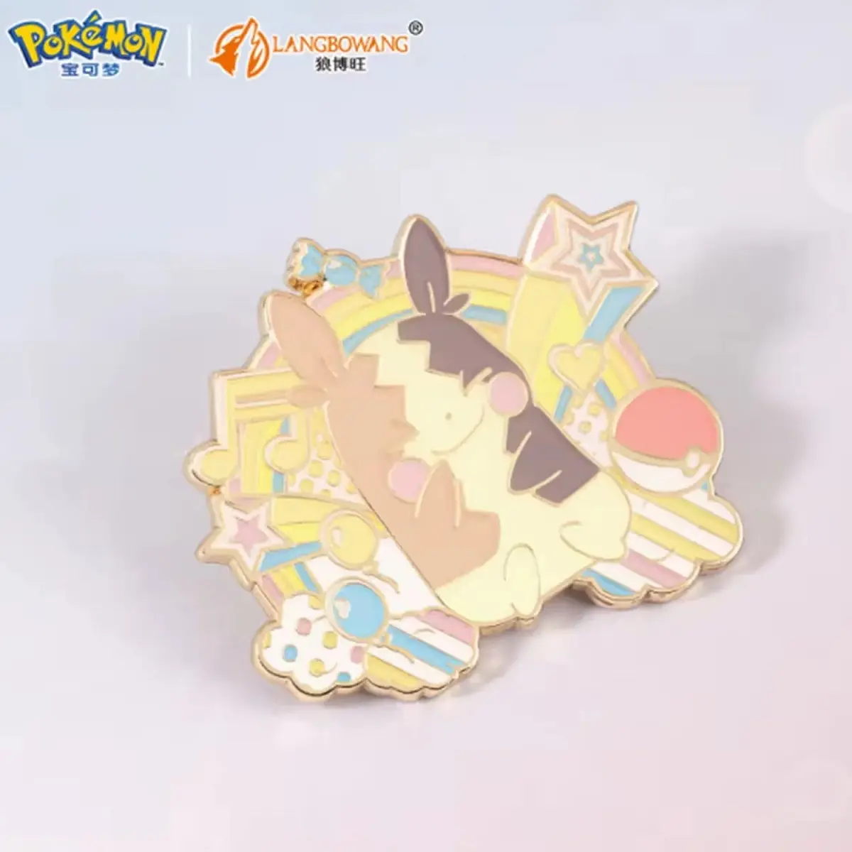 Langbowang Pokemon Nijiiro Pop Series Figure Metal Enamel Pin Badge - Morpeko