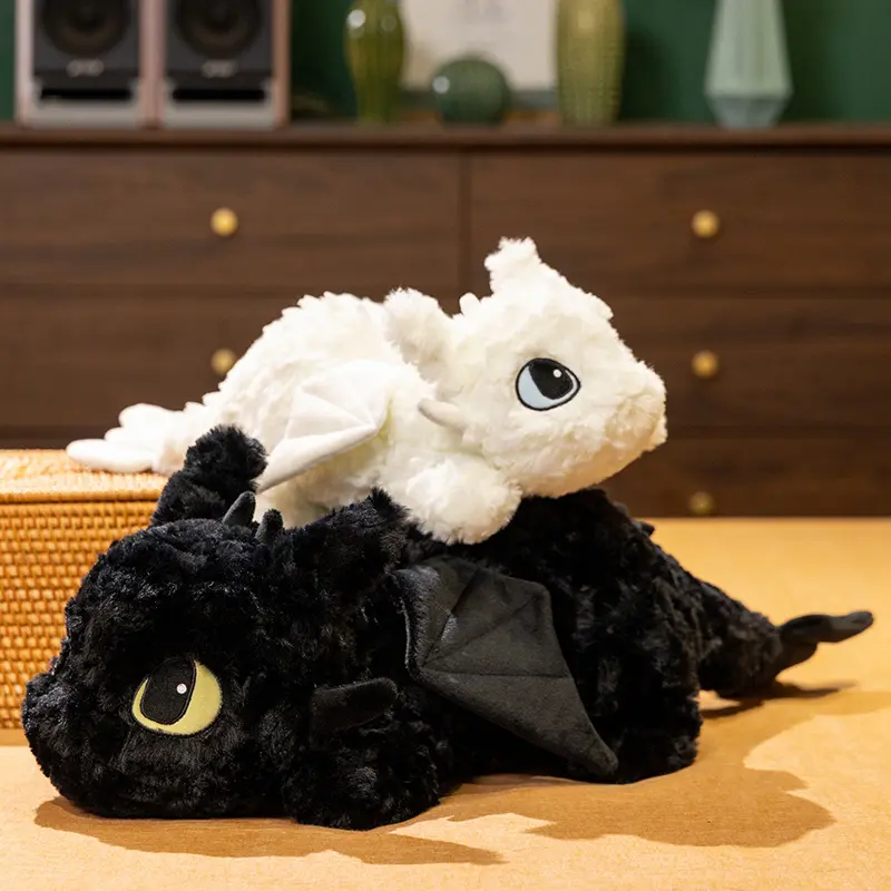 High-Quality 55cm Unisex Dragon Theme Plush Doll, 100% New PP Cotton Anime Cartoon Stuffed Toy, Sofa & Bed Pillow for Children