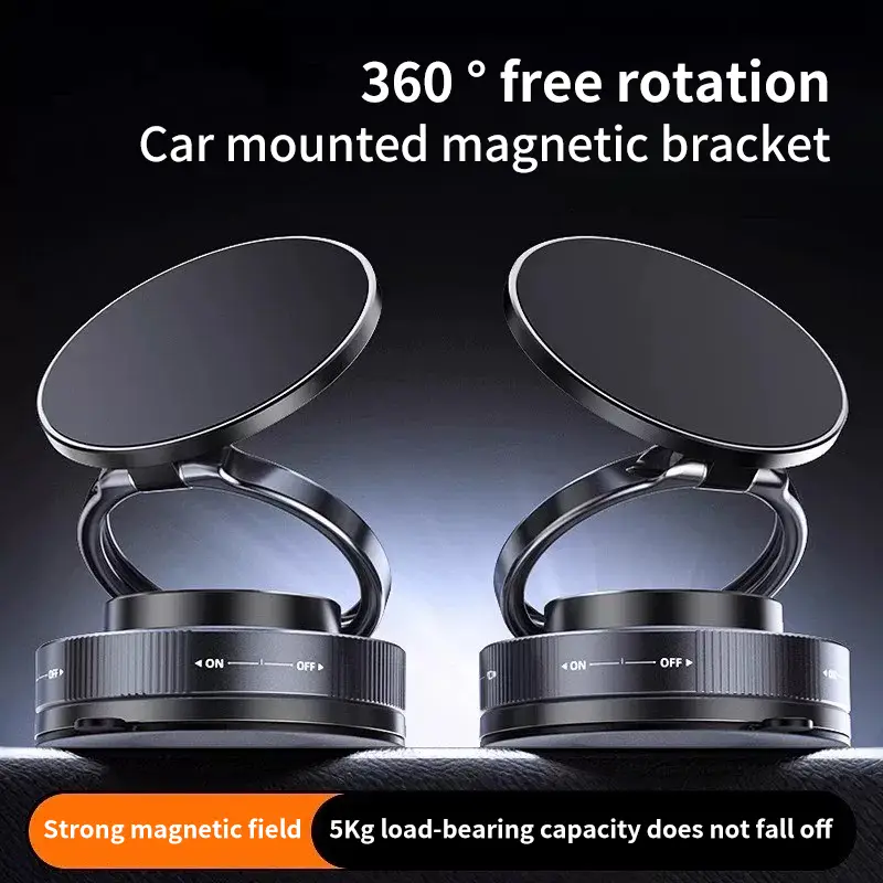 Universal 360° Rotating Magnetic Phone Holder – Strong Suction Stand for Car, Mirror, or Home Use