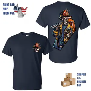Grim Firefighter Skull Axe Graphic T-Shirt, 2 Sides, dark firefighter art, oversized t-shirt for men, tactical streetwear style, gift for first responders
