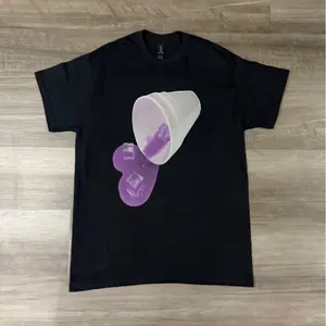 Purple drink white graphic shirt, T-Shirt — Purple Lean Double Cup Graphic Tee, Lean Cup Shirt, Purple Drank Graphic Tee, Y2K Streetwear Shirt, Double Cup Aesthetic, Rap Culture Top, Unisex Urban...