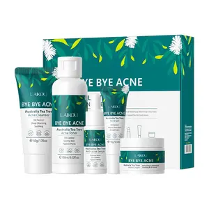 Australia Tea Tree Acne Skincare Set, 5 Counts/set Intensive Pore Care Deep Cleaning Facial Cleanser & Facial Cream & Toner & Serum & Gel, Professional Facial Skin Care Kit Gift