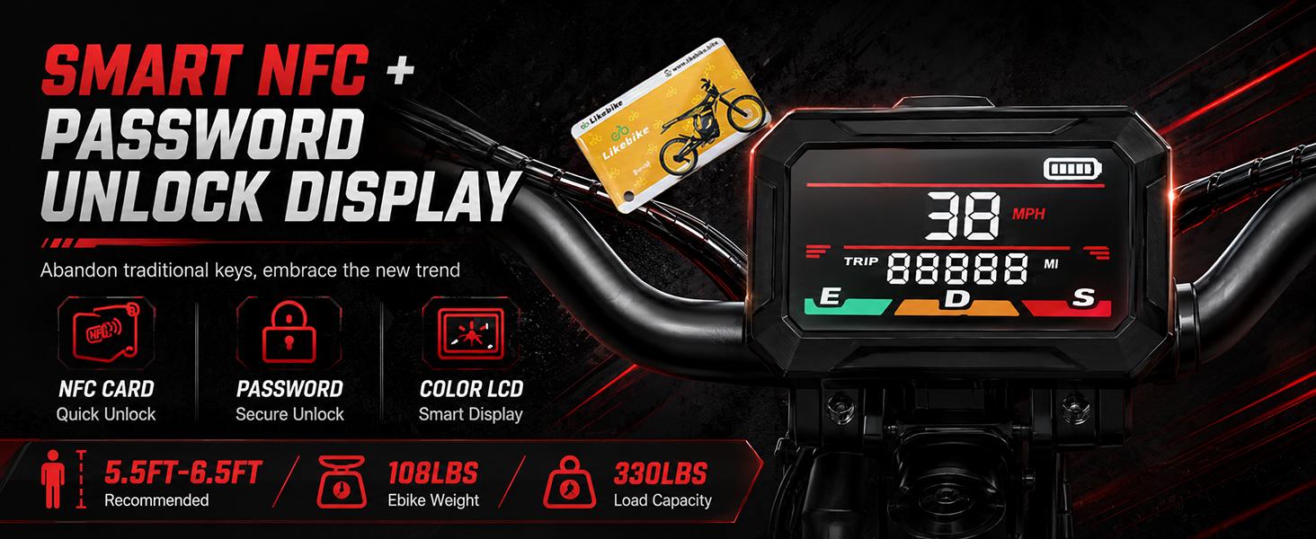 LIKEBIKE LF03 Pro Electric Dirt Bike for Adults, Pre-Assembled 20" Tires Off-Roading E-Bike, 3000W Motor, 60V 27Ah Removable Battery, 42 MPH, 40° Hill Climb, Dual Suspension, 7-Speed Gears, Hydraulic Brakes, NFC Unlock, Trail Riding, Nfc/Np Unlock