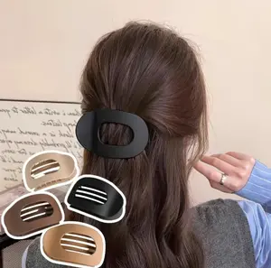 4-Piece French Clips Set - Minimalist Acrylic Strong-Hold Hair Clips for Women, Solid Color Flat Claws for No-Crease Day to Night Styling hairpin hair claw clawclip hairclip