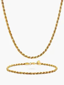 ICED CHICS Two-piece set, necklace and bracelet set, Elegant Jewelry Set, 3mm twisted chain, basic and versatile, hip-hop jewelry accessory, suitable for both men and women