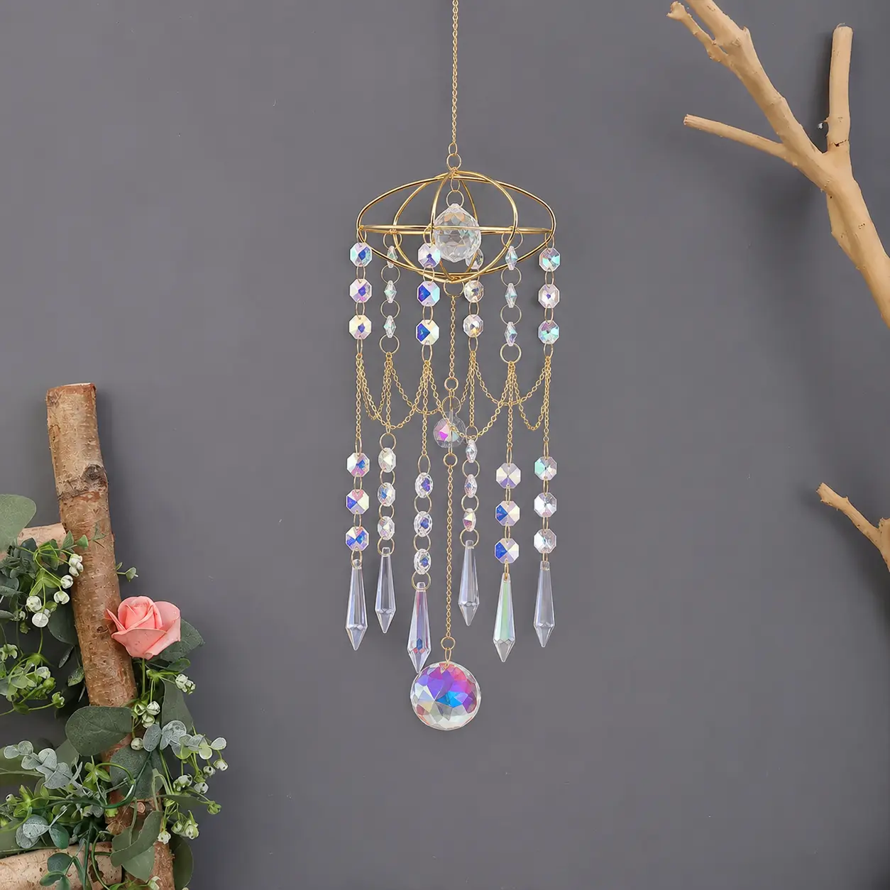 #JY Acrylic Crystal Sun Catcher - Hangable Durable Unique Home Decor, Luminous Rainbow-Catching Light & Shadow Lightweight Hanging Ornament for Bedrooms, Balconies, Decoration
