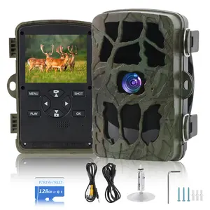4K 20-megapixel hunting camera with large 2.4-inch screen, 0.2-second trigger time, 85° PIR angle for wildlife surveillance