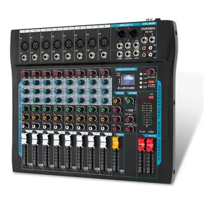 8 Channel professional Audio Mixer Sound Board with USB smartphone Bluetooth 48V Phantom Power 16-DSP Effects for Live Streaming Podcast Recording Studio DJ Karaoke Equipment