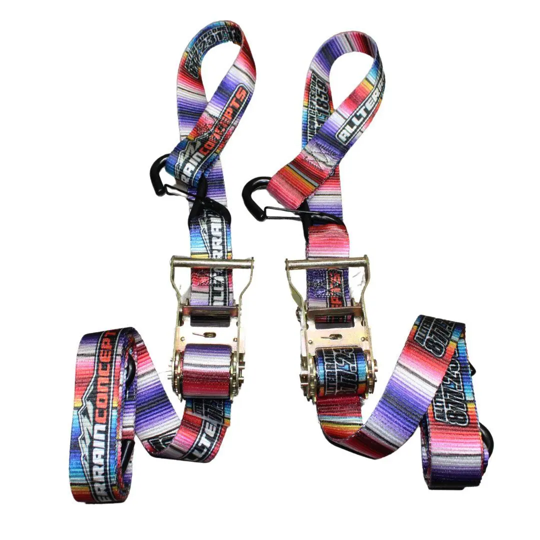 ATC Heavy Duty Hardware Tie-Downs - 2 Sets (Colorful Serape Print, Quality Materials) - All Seasons Secure Fastening Transport Tool, Buy More Save Offer: 2/$65, 4/$120