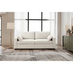 Modern Corduroy Loveseat Sofa, 2-Seater Couch with Removable Washable Covers, Solid Wood Frame Spring Cushion Sofa for Small Living Room, Office