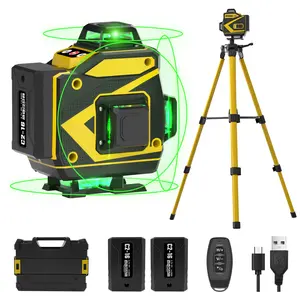 VERVEWAVE Laser Level with Tripod 4x360° Self-Leveling 16 Green-Line 2400mAh Rechargeable Battery Type-C Charging Compact 1.6M Tripod Carry Pouch Included