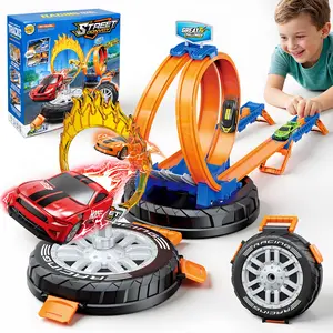 Kids Launch Slot Track Car Set – High Speed Loop Racing Toy with Launcher, Fun Indoor Racing Game for Boys & Girls Ages 3+ road sign