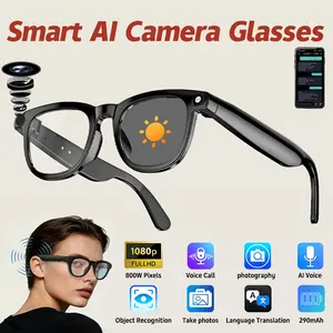 HIRO Smart AI Camera Glasses with 8MP Resolution  Convenient Button Touch Adjustment for Travel Outdoor Adventures Hands-Free Photography 160+Languages Real-Time Translation Bluetooth Wireless Wearable Video Recording  gift wireless wearable video