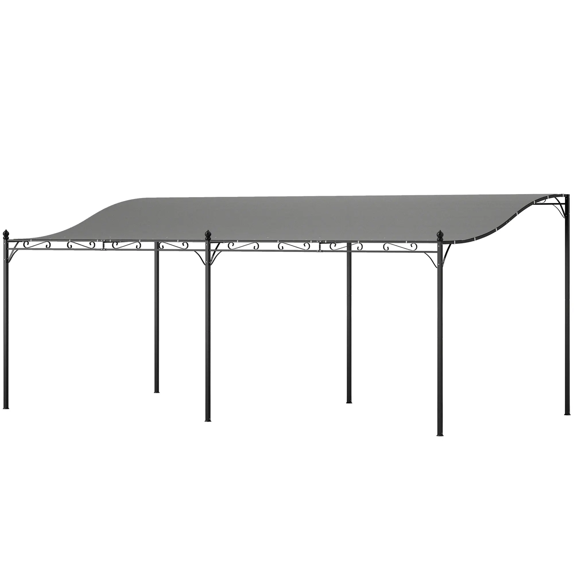 10' x 20' Wall-Mounted Outdoor Pergola Canopy, Metal Patio Canopy with Drainage Holes for Backyard, Garden, Dark Gray
