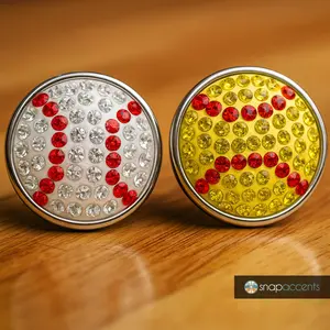 Baseball Softball Snap Jewelry Ginger Charm Rhinestone Covered 18MM Sports Button Fits Customizable Bracelets, Necklaces, Keychains, Rings