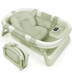 Jool Baby Fold ‘n Store Baby Bathtub – 3 Stage Collapsible Bather for Easy Storage, Portable for Travel – Built-in Thermometer