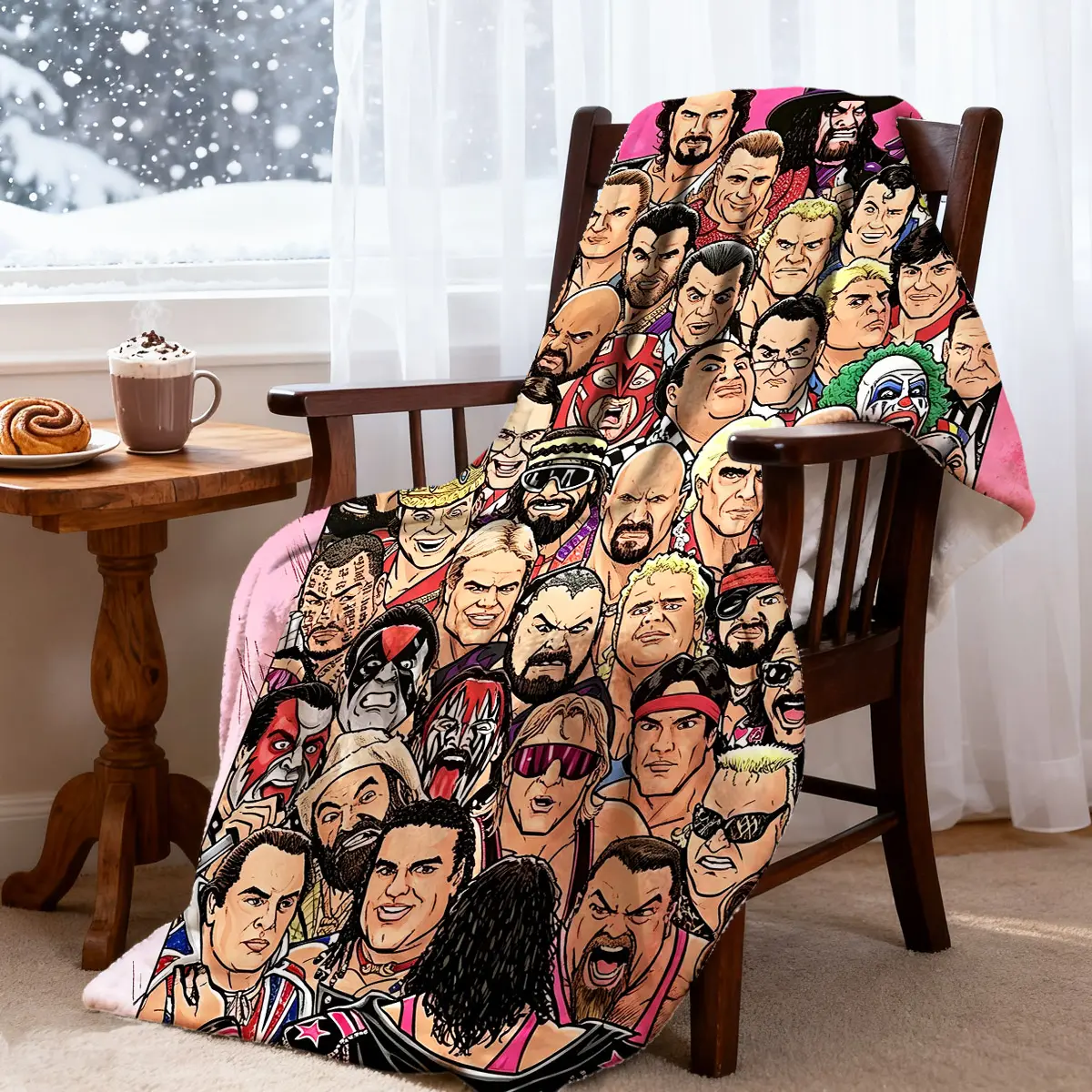 WWF Wrestling Star Cartoon Faces Fleece Fabric Blanket - Foldable, Portable, Lightweight, Multi-functional Thin Throw for Home Sofa, Bed, Room Decor, House Decor WWF Wrestling Star Cartoon Faces Fleece Fabric Blanket - Foldable, Portable, Lightweight, Multi-functional Thin Throw for Home Sofa, Bed, Room Decor, House Decor