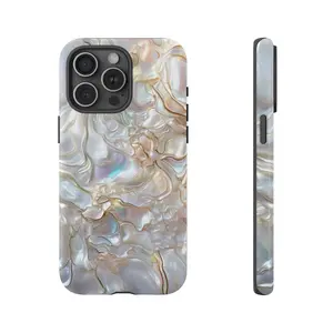 Pearl Design Phone Case | Creamy White Gold | Abalone Shell Print, Gift For Friend,Tough Case Phone,Magsafe Tough Phone, IP 17,16 15, 14, 13, 12, 11, X, Pro, Pro max, Plus, SS21-25, Ultra